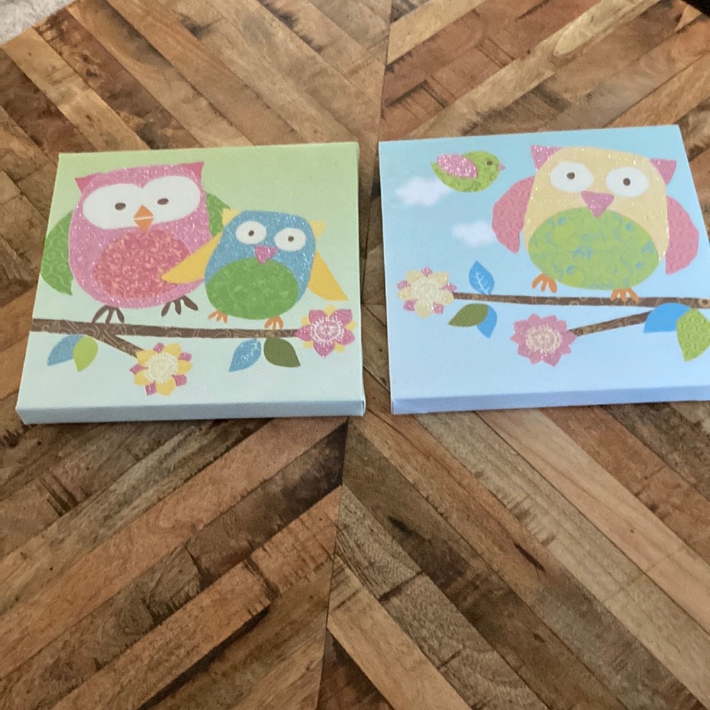 COPY - Owl canvas wall decor set of 2